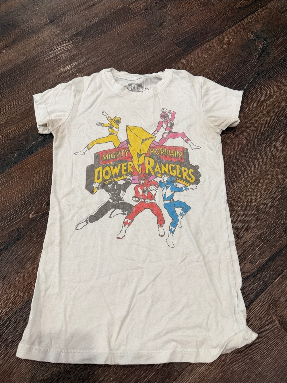 Power Ranger Vintage Style Multicolor Graphic Tee - White